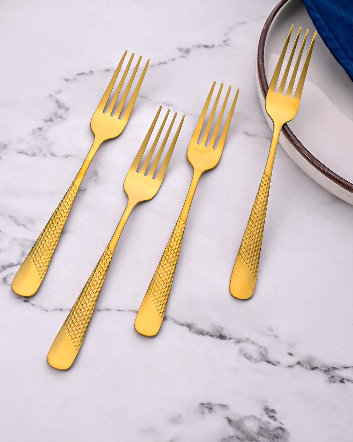Premium Golden Stainless Steel Forks Set of 4 for Stylish Dining