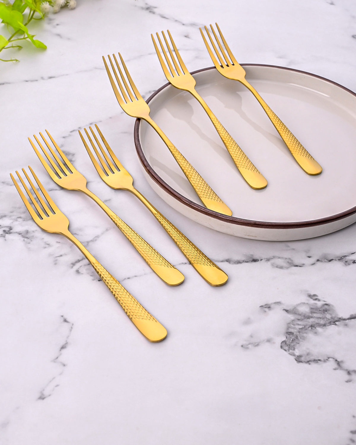 Premium Golden Stainless Steel Forks Set of 6 for Stylish Dining