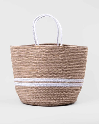 Natural jute storage tote with sturdy handles