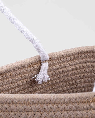 Eco-friendly jute storage basket with tote-style handles