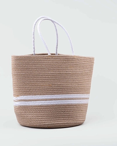 Woven jute basket with handles for versatile home organization