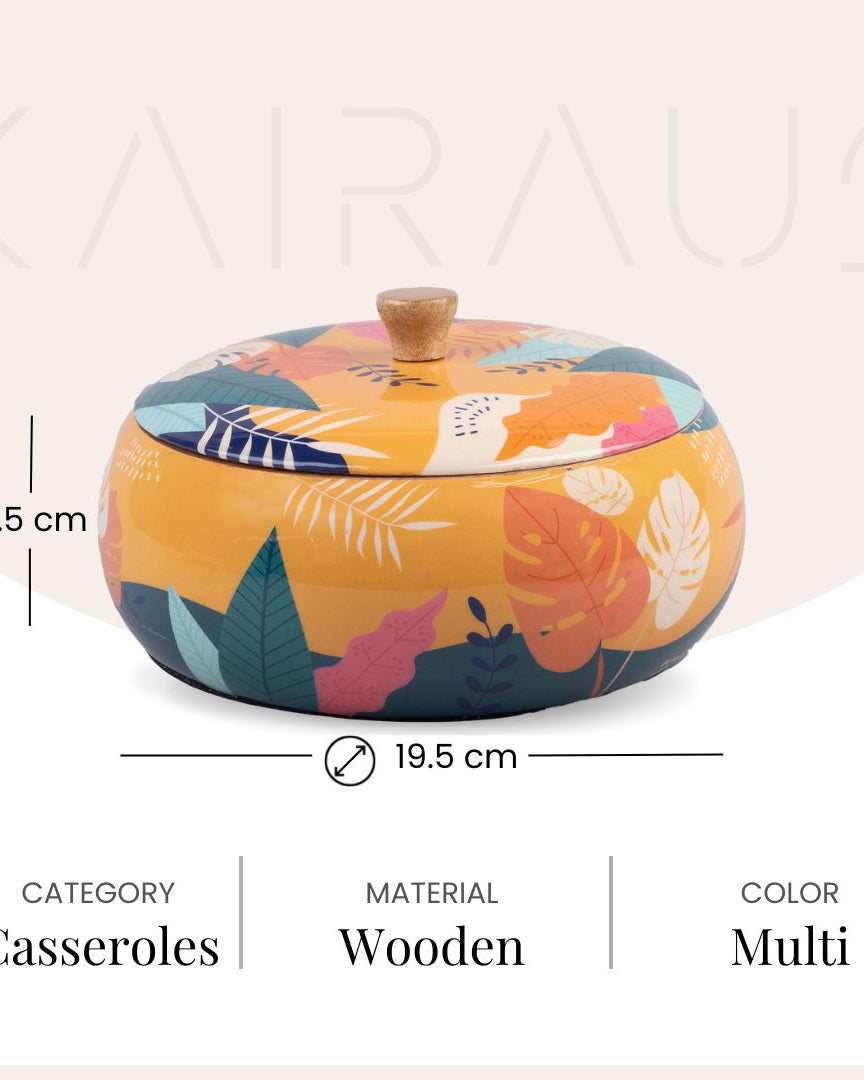 Wooden serving casserole with matching lid