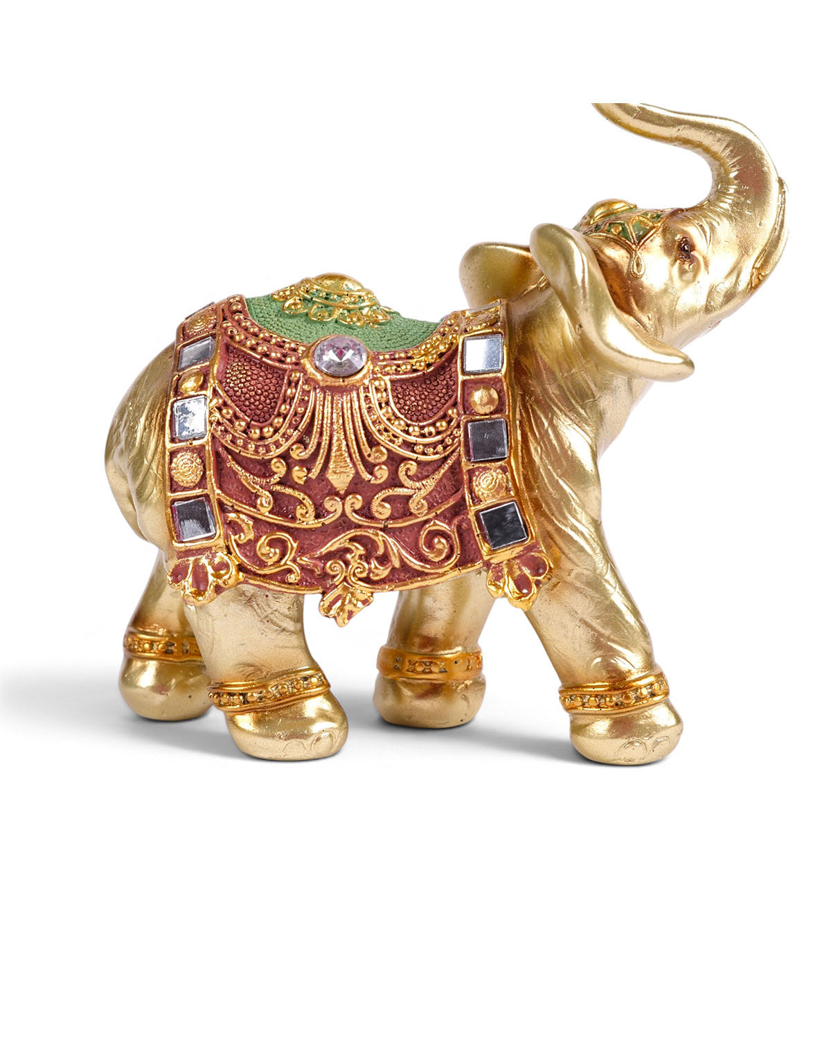 Close-up of the Vaibhav Golden Elephant Figurine details