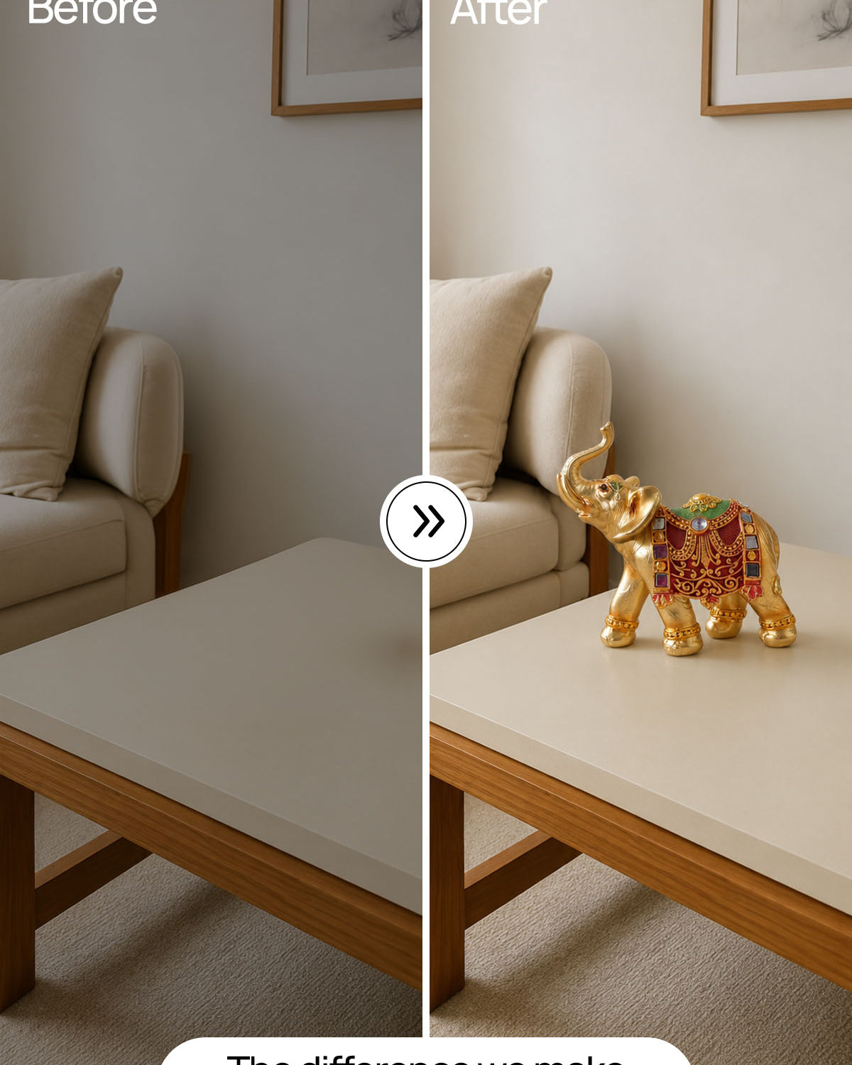 Elegant golden elephant statue Vaibhav for living room decor