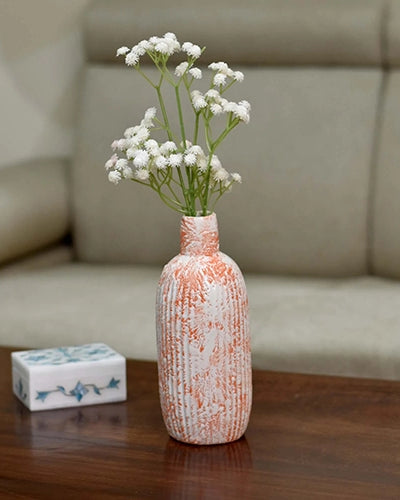 Decorative vase with elegant coral and white motif