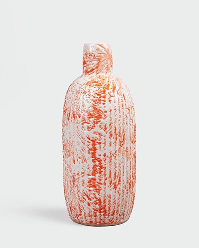 Coral and white patterned vase for home decor