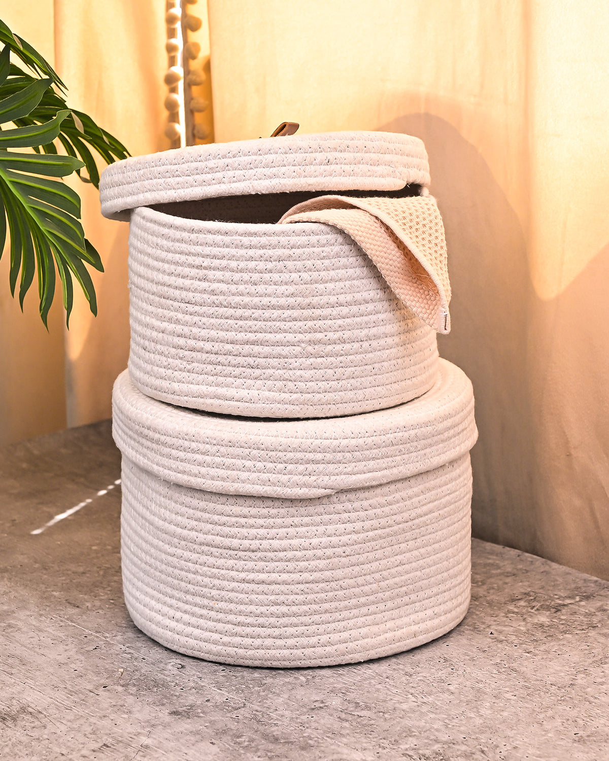 Versatile jute storage basket for home organization
