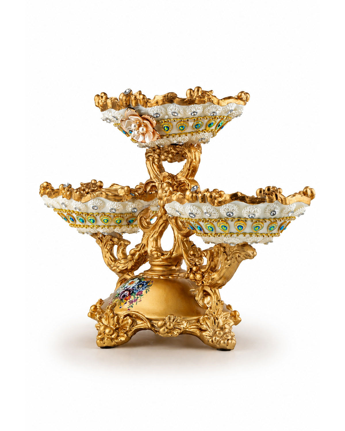 Victorian 2-Tiered Resin Fruit Basket featuring an elegant vintage design