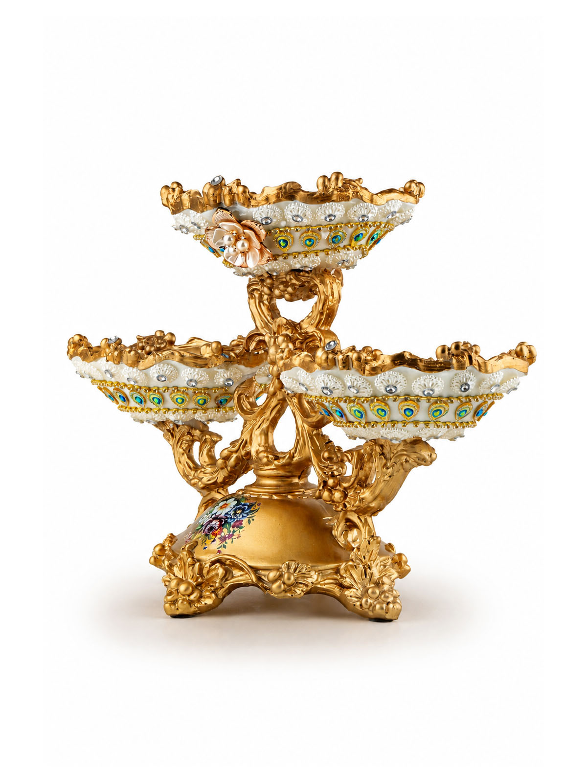 Victorian 2-Tiered Resin Fruit Basket featuring an elegant vintage design