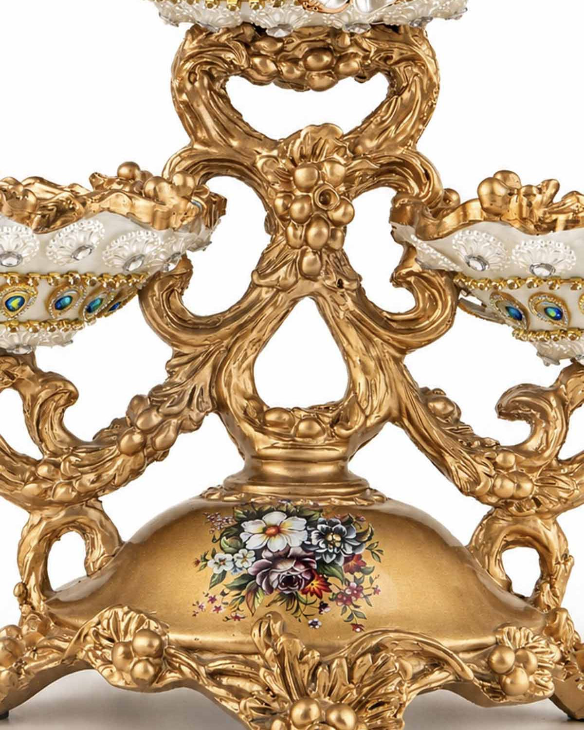 Decorative Victorian Resin Fruit Basket with a stylish two-tier structure