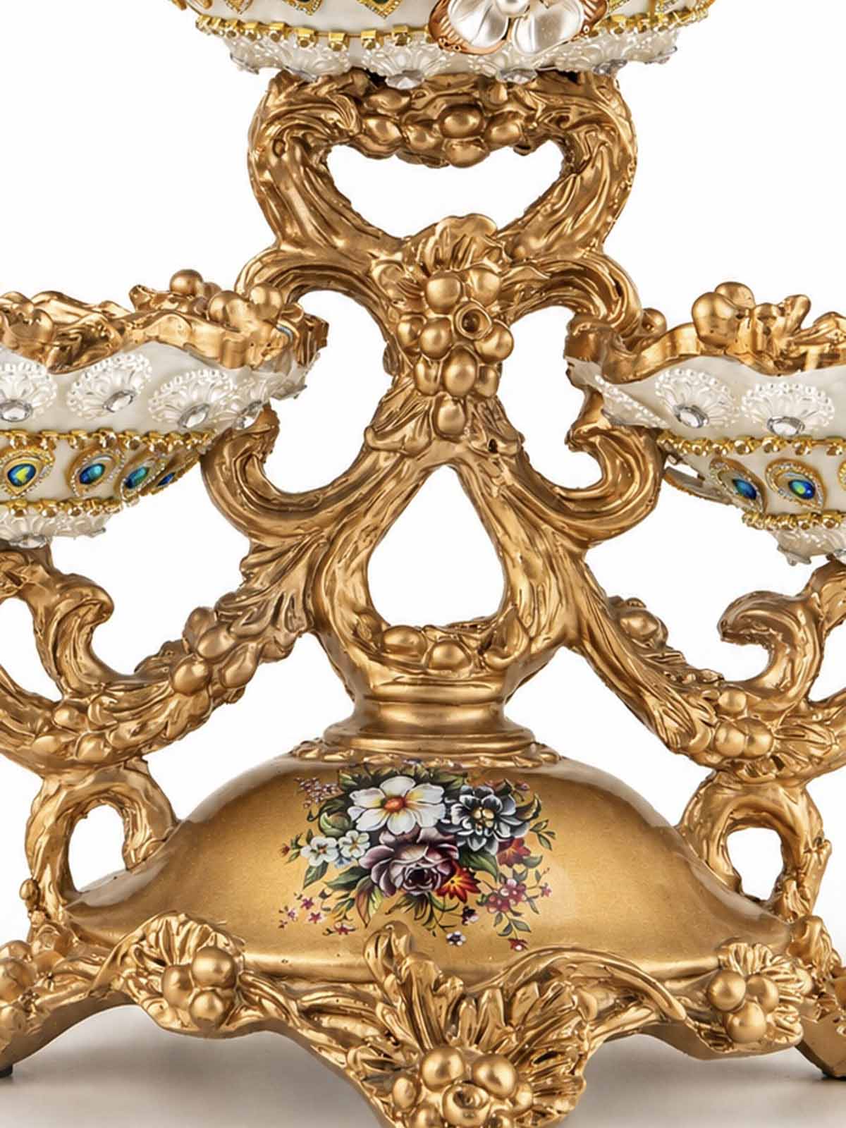 Decorative Victorian Resin Fruit Basket with a stylish two-tier structure