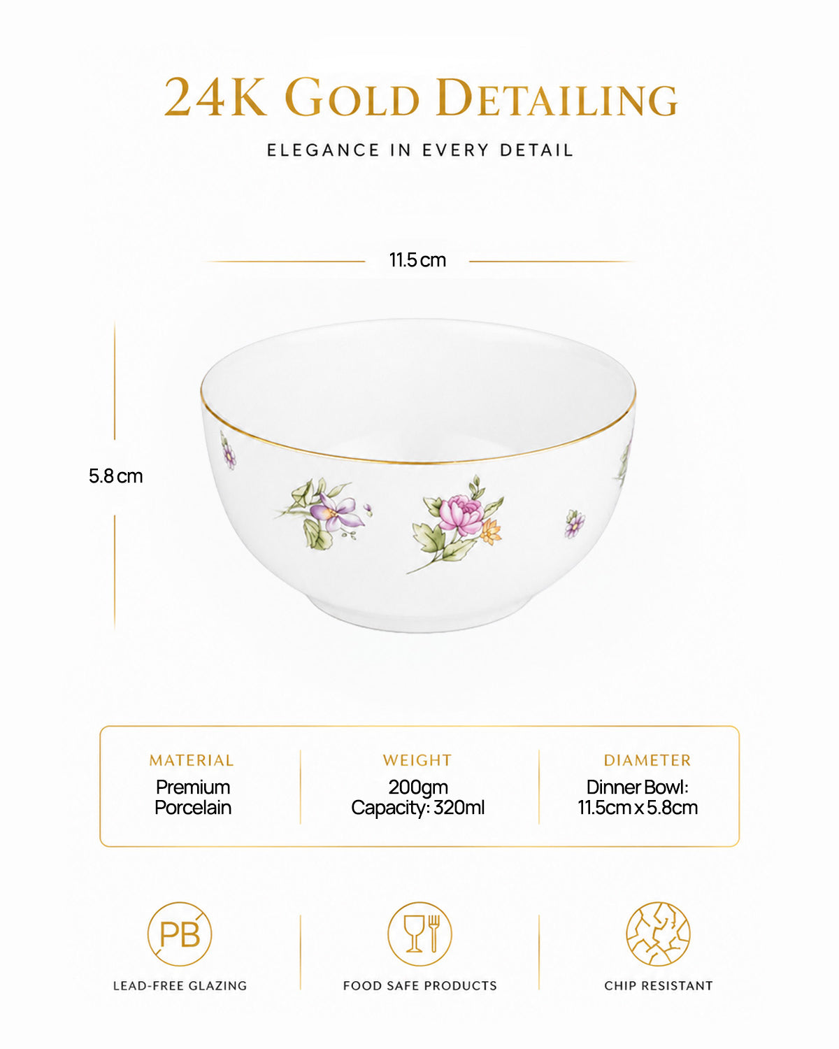 24K gold dining bowl