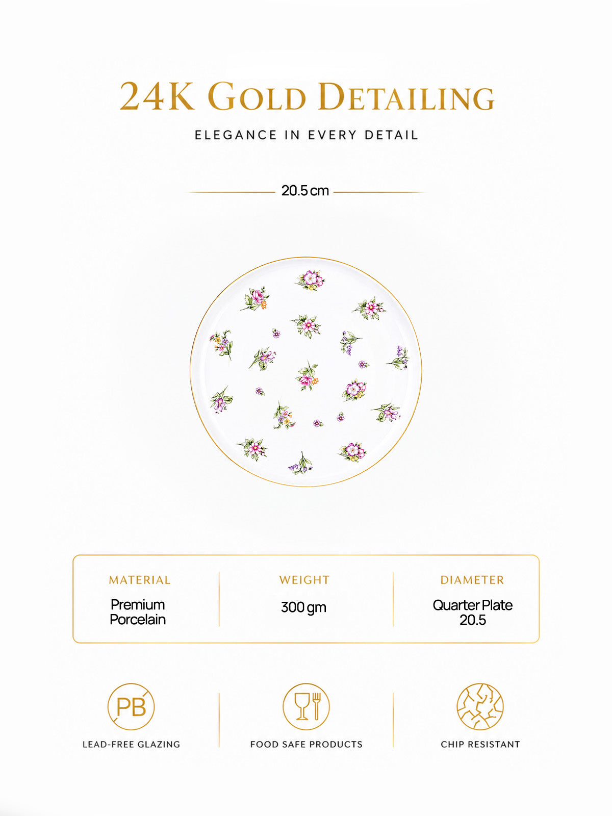 Victorian Ode gold quarter plate with elegant detailing