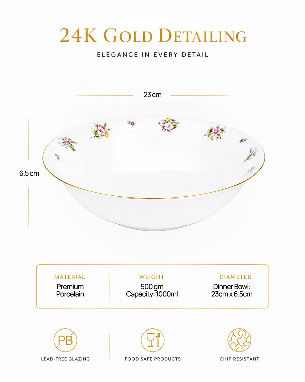 Victorian Ode 24K gold serving bowl with elegant design
