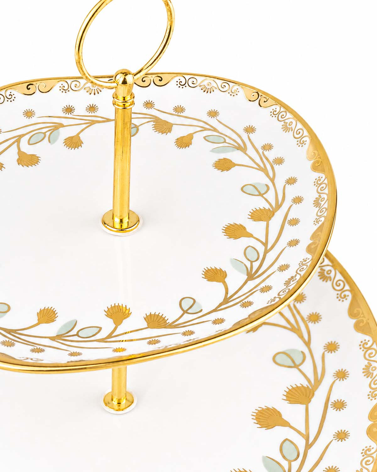 Elegant Vine & Gold 2-tier serving stand