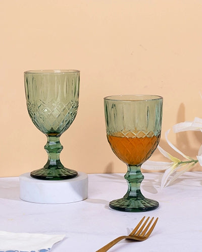 Set of two vintage diamond detailing glasses