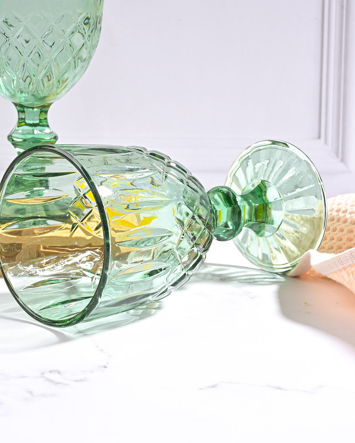 Decorative vintage diamond cut glass set of 2