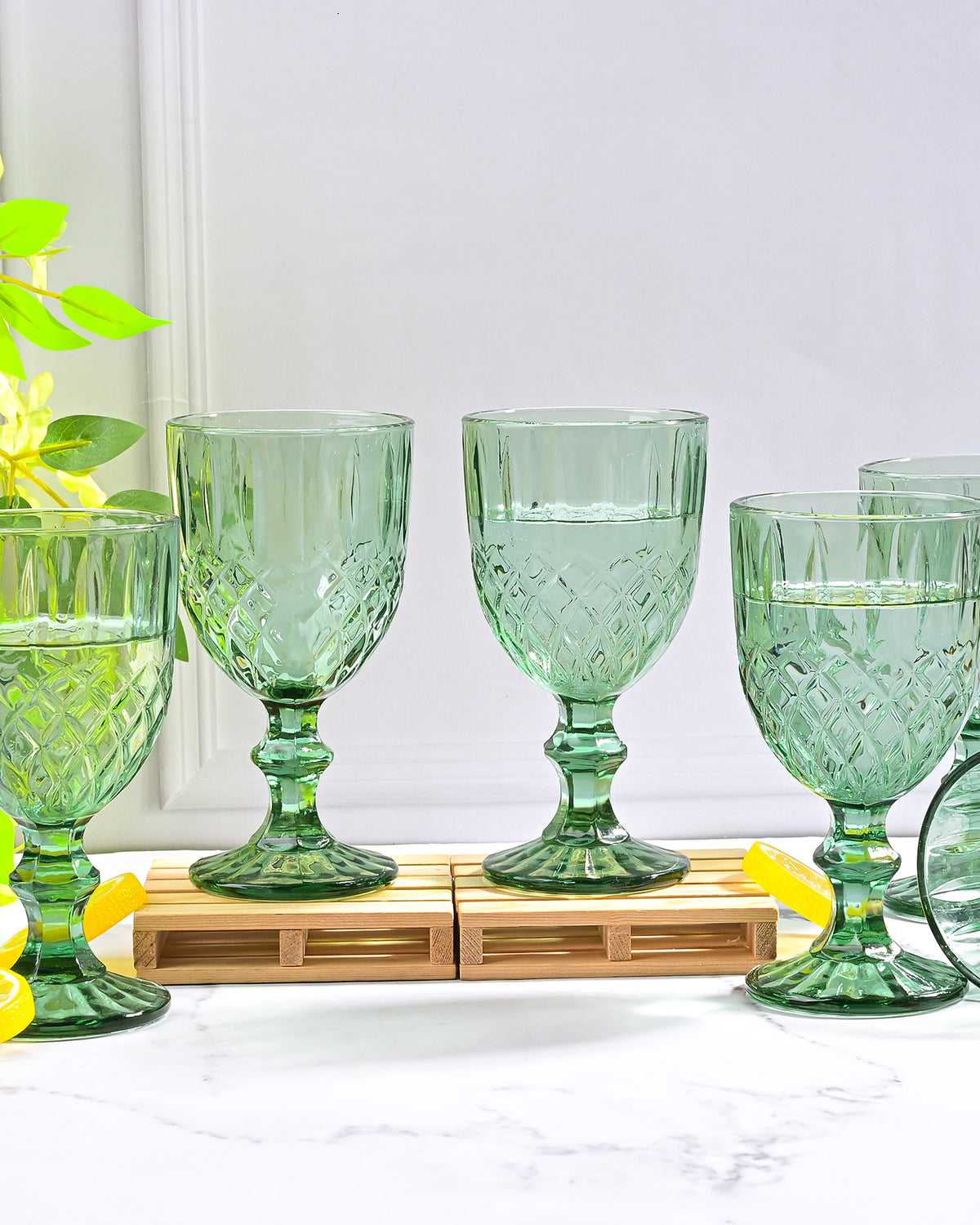 Vintage diamond glass set showcasing elegant tableware design