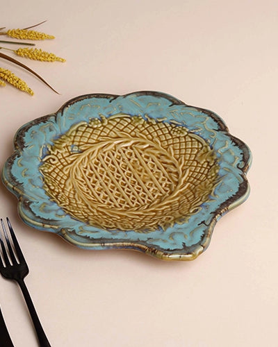 Vintage green ceramic serving platter