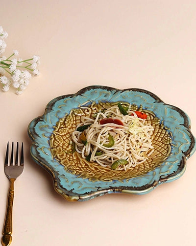 Decorative vintage green ceramic platter