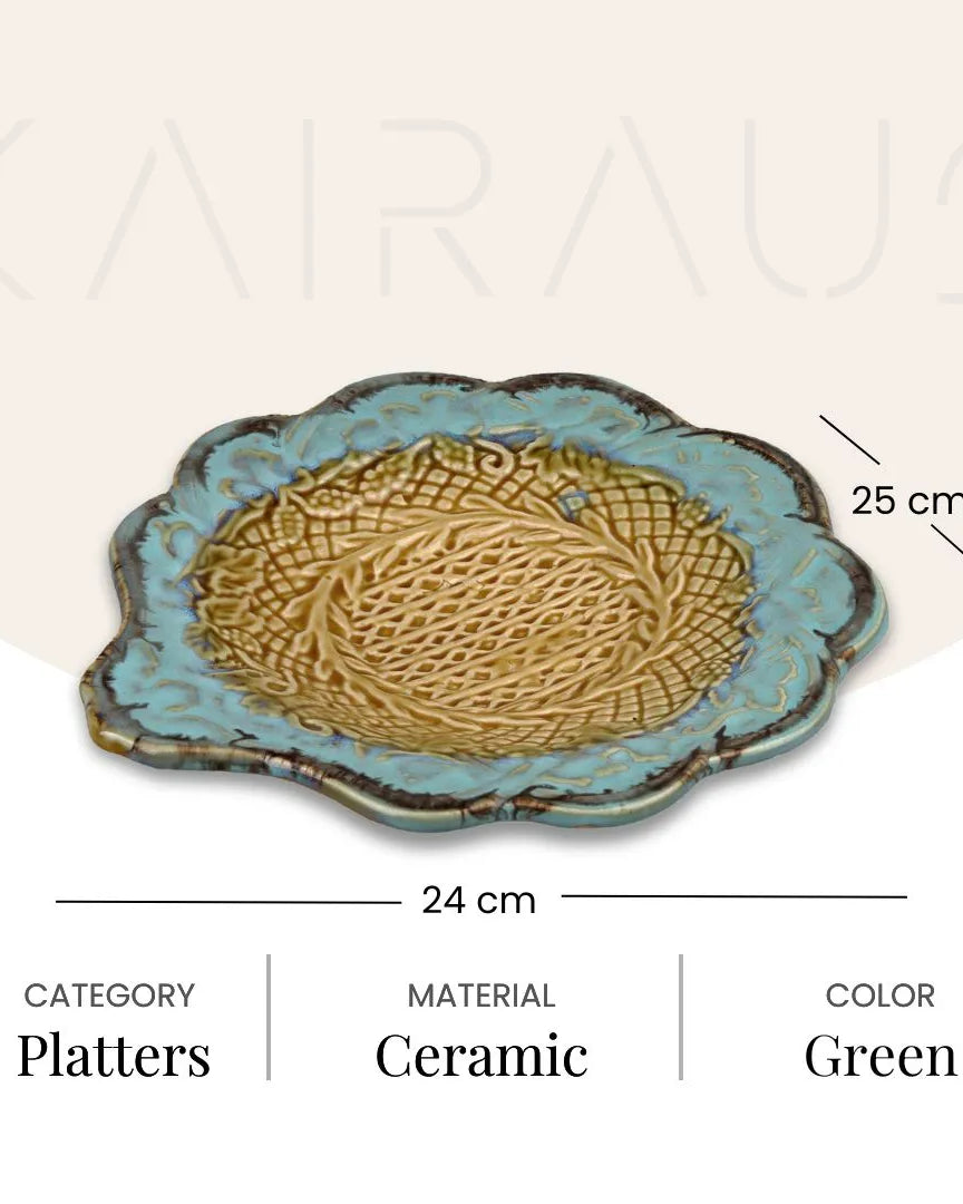 Vintage green platter for serving food