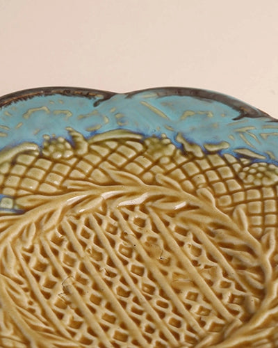 Classic green ceramic serving platter for dining