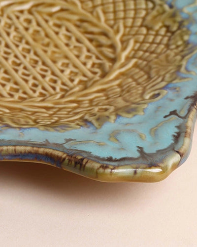 Handmade vintage green serving platter