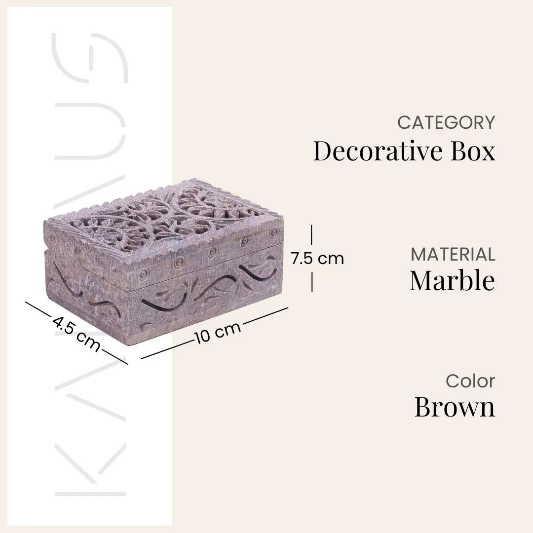 Antique-style marble treasure box with intricate craftsmanship