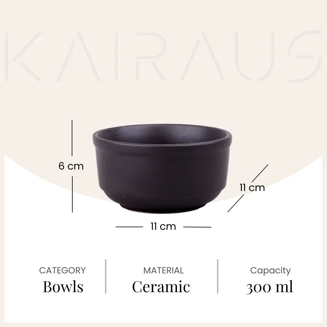 Four-piece black ceramic bowl set