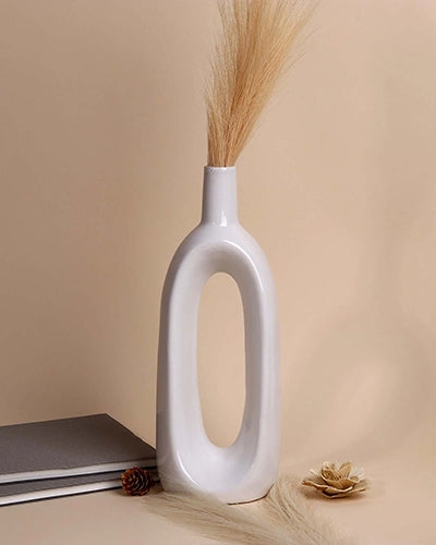 White Aura hollow vase with minimalist sculptural design