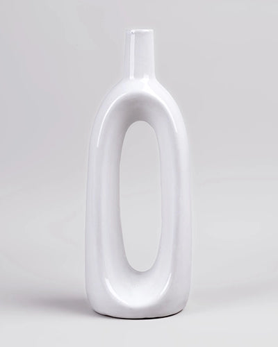 Elegant White Aura vase with a unique hollow shape