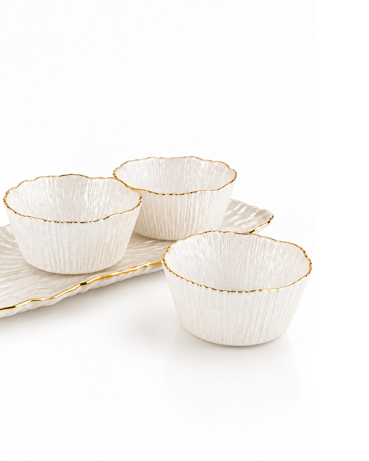 Real gold bowl and tray set