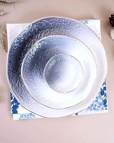 Textured white and grey plates for dining