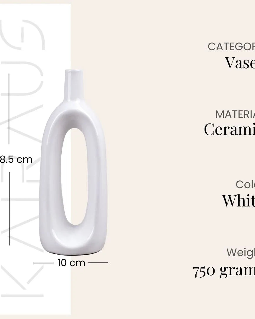 Elegant glossy white hollow vase for home decor