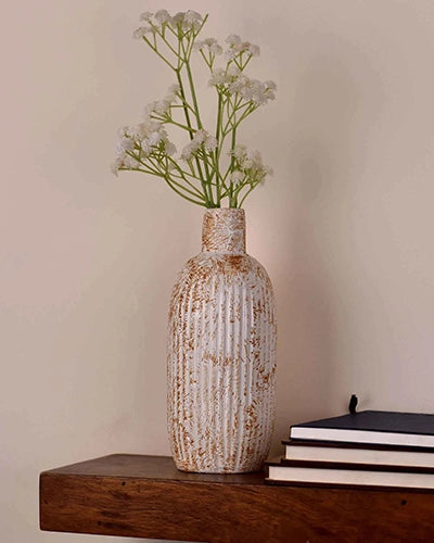 Decorative white vase with beautiful floral motifs