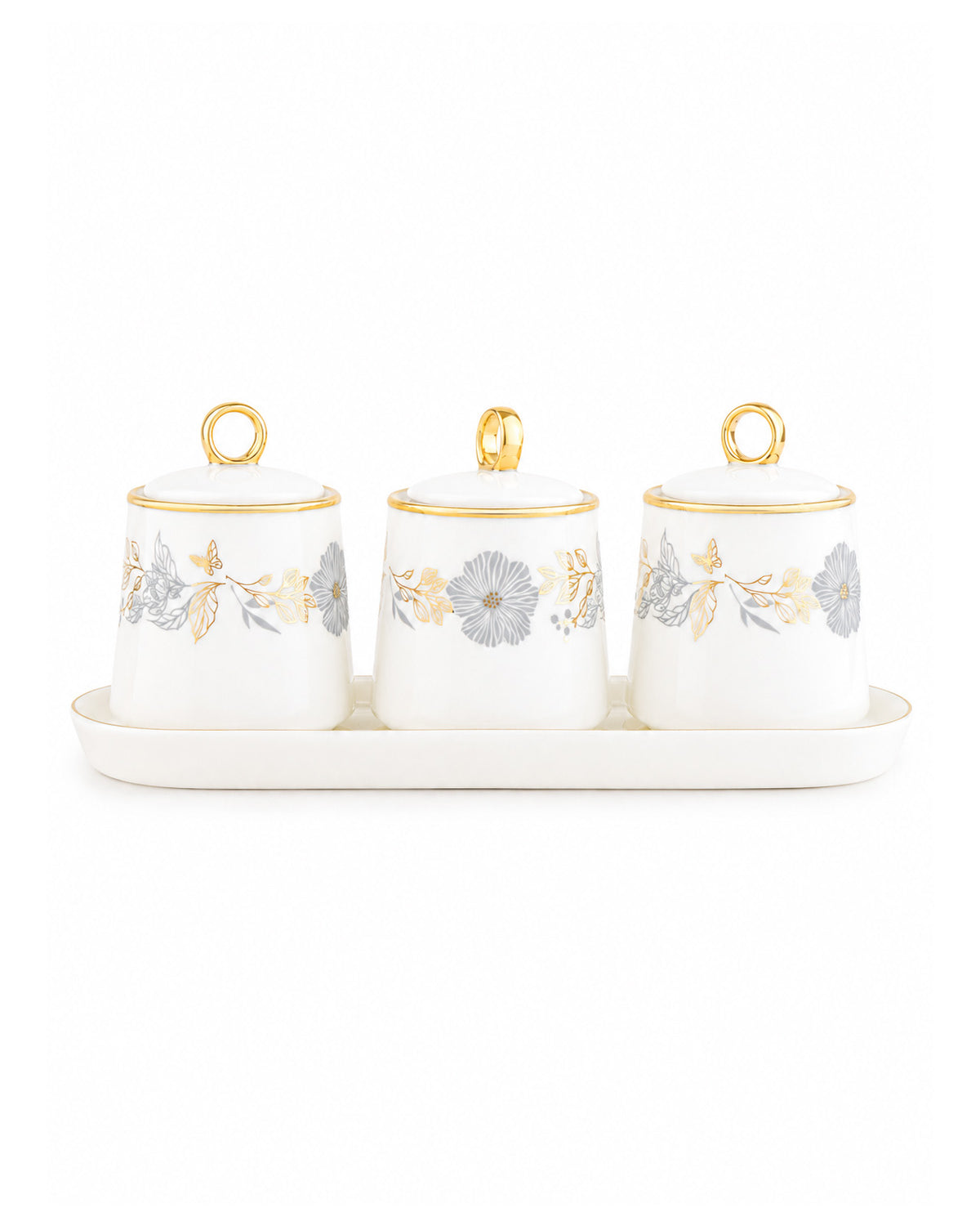 Willow gold condiment set with tray