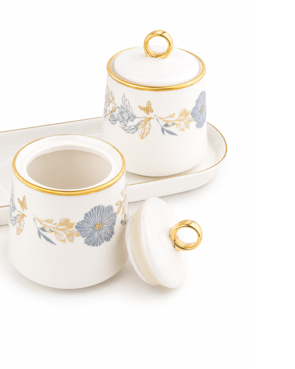 Elegant willow gold condiment set