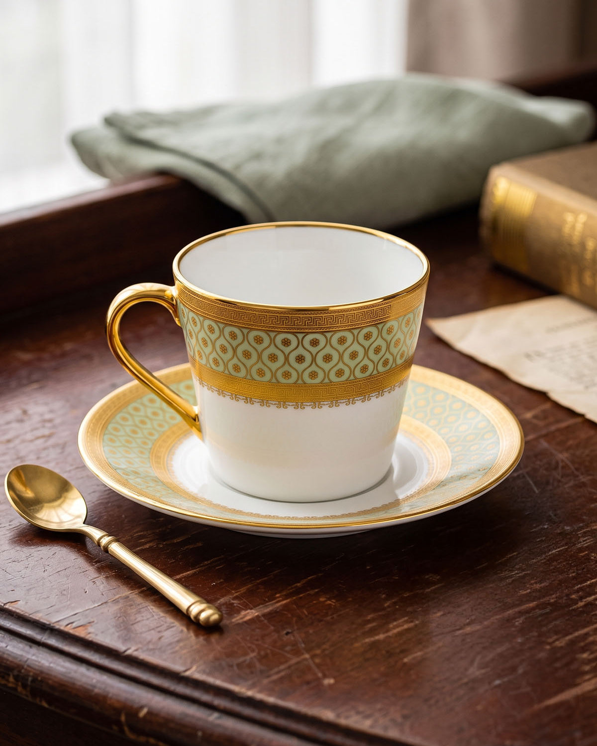 Zari Real Gold Tea Cup Set of 6 displayed on a table
