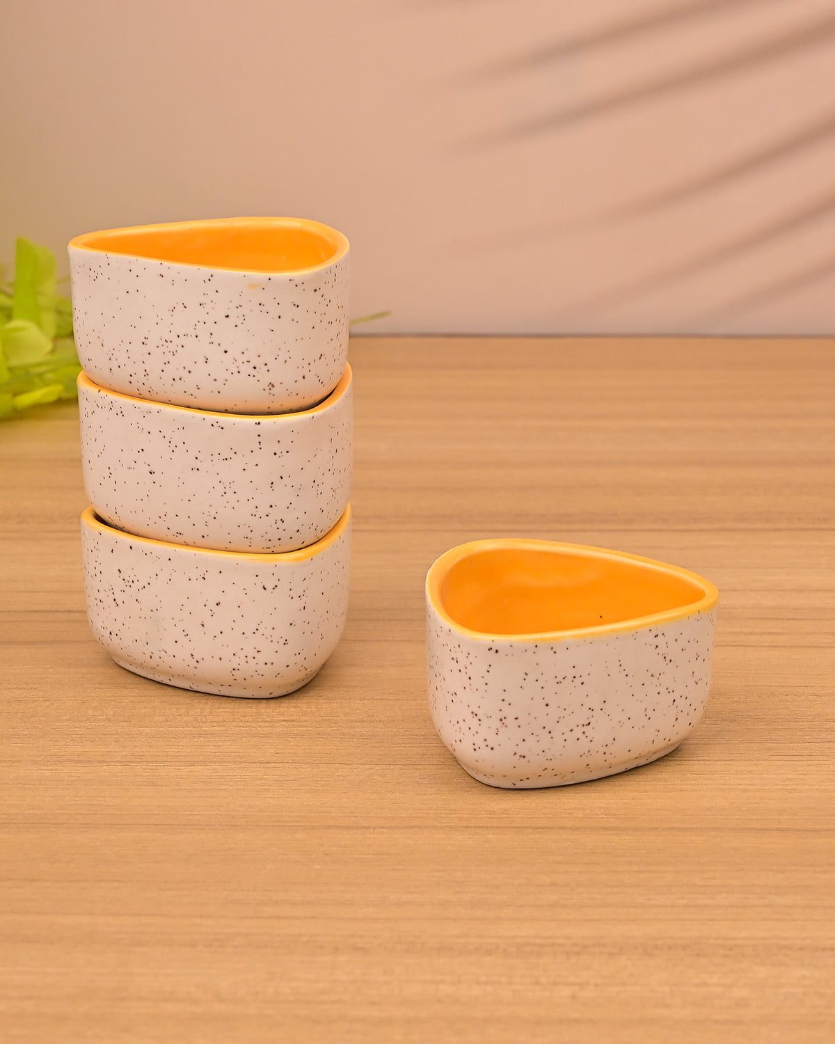 Yellow mini dip bowl set for serving
