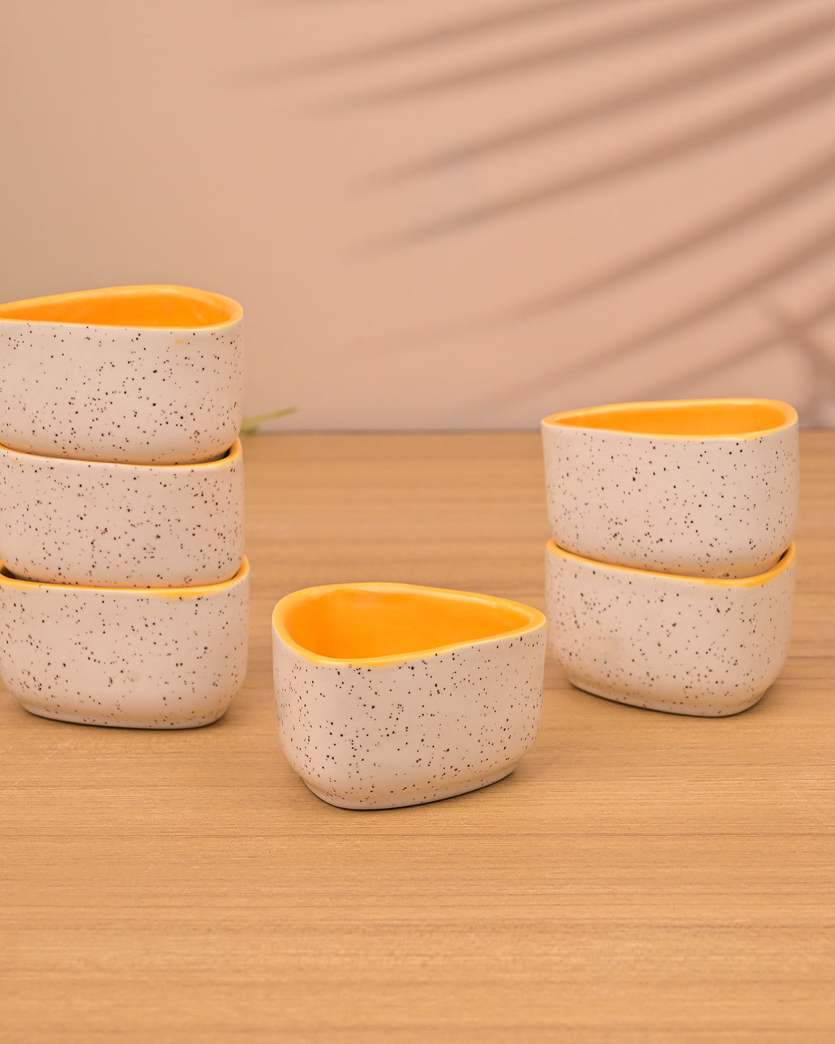 Bright yellow condiment bowl set