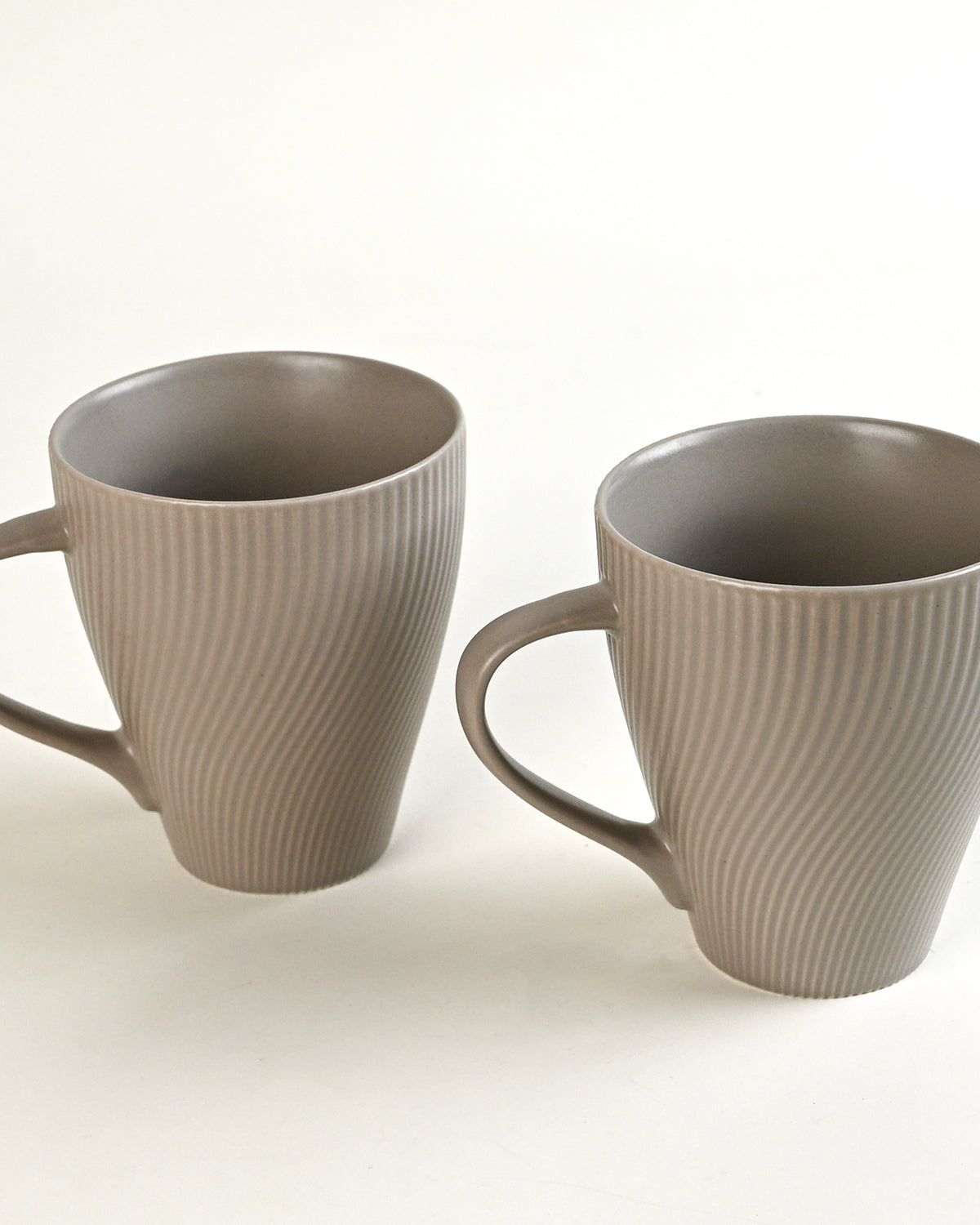 Ash Grey Unique New Bone China Coffee Mug Set of 2