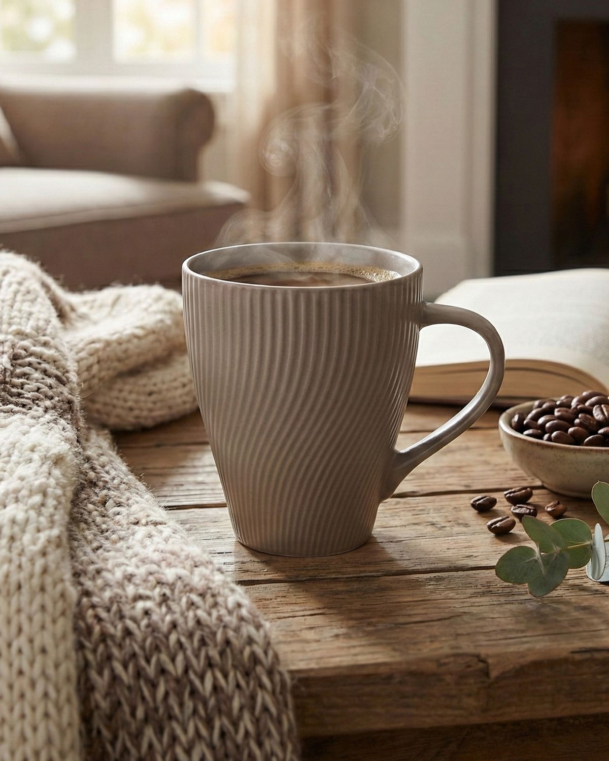 Ash Grey Unique New Bone China Coffee Mug