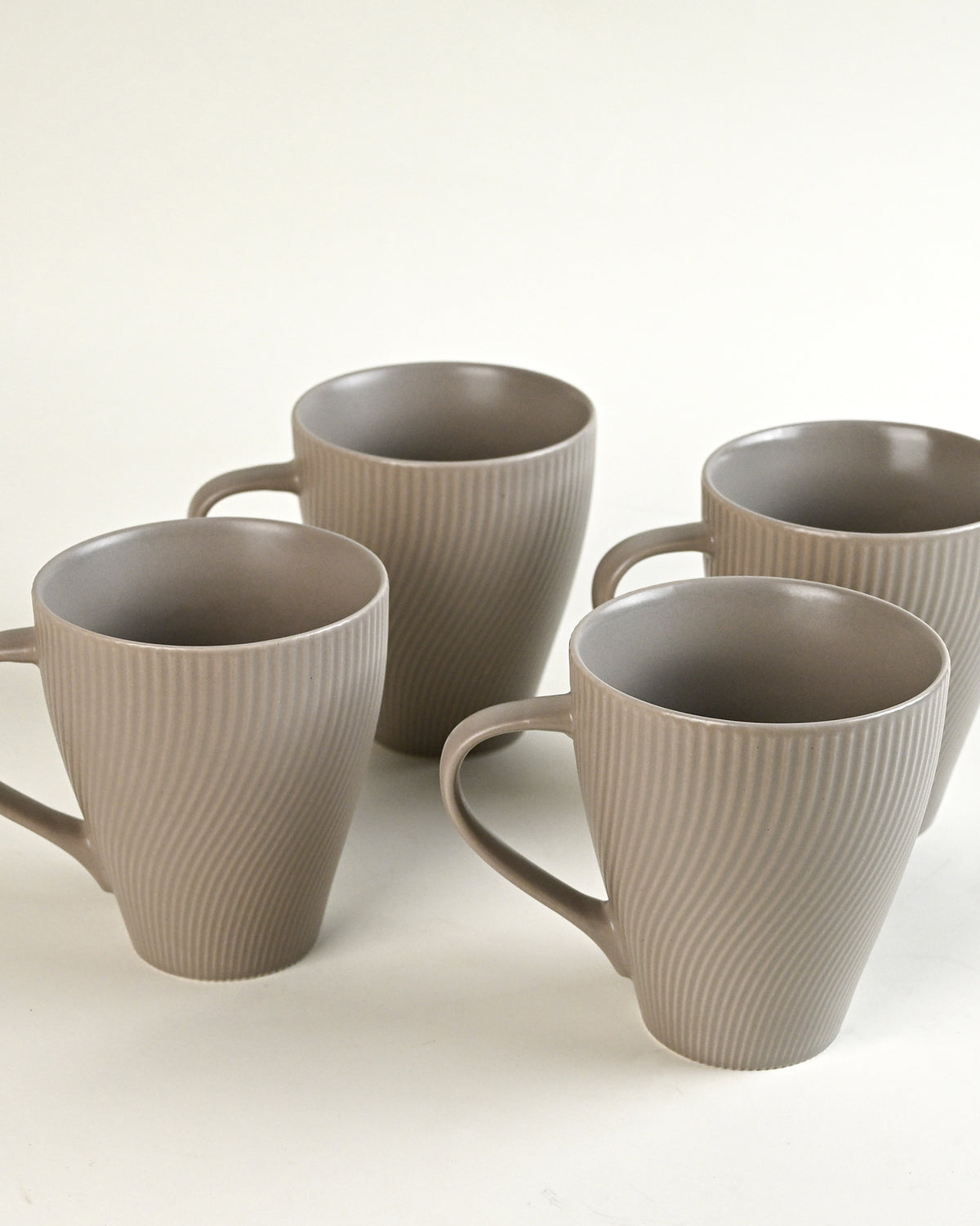 Ash Grey Unique New Bone China Coffee Mug Set of 4
