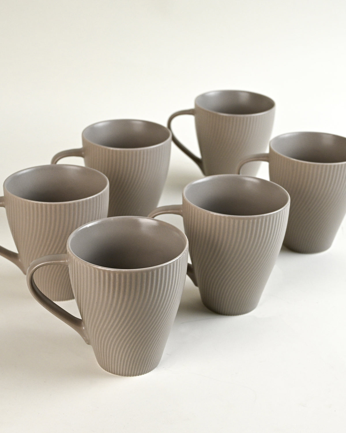 Ash Grey Unique New Bone China Coffee Mug Set of 6