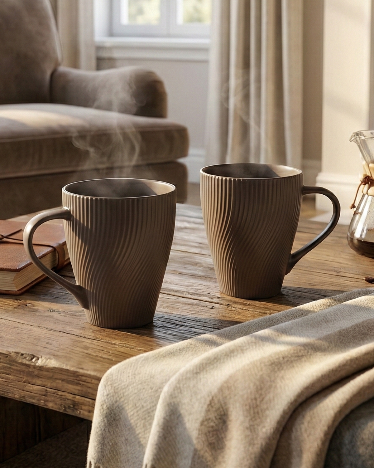 Cedar Unique New Bone China Coffee Mug Set of 2