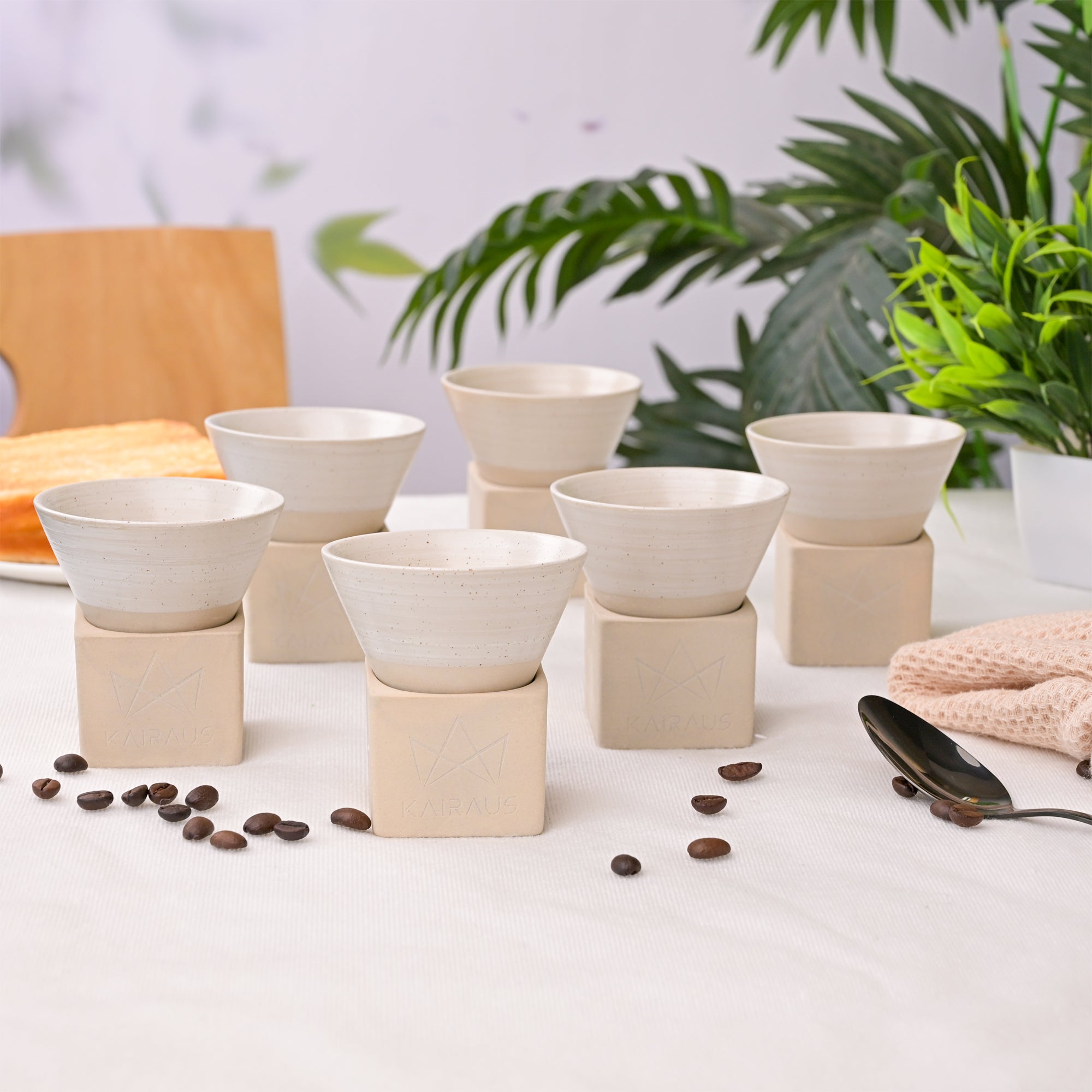 The Elements Conical Ceramic Coffee Mug Tea Cup Set of 6