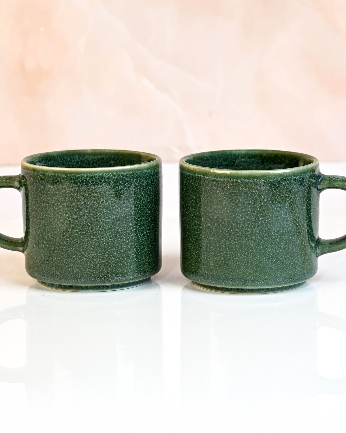 Forest Green New Bone China Tea Cups Set of 2