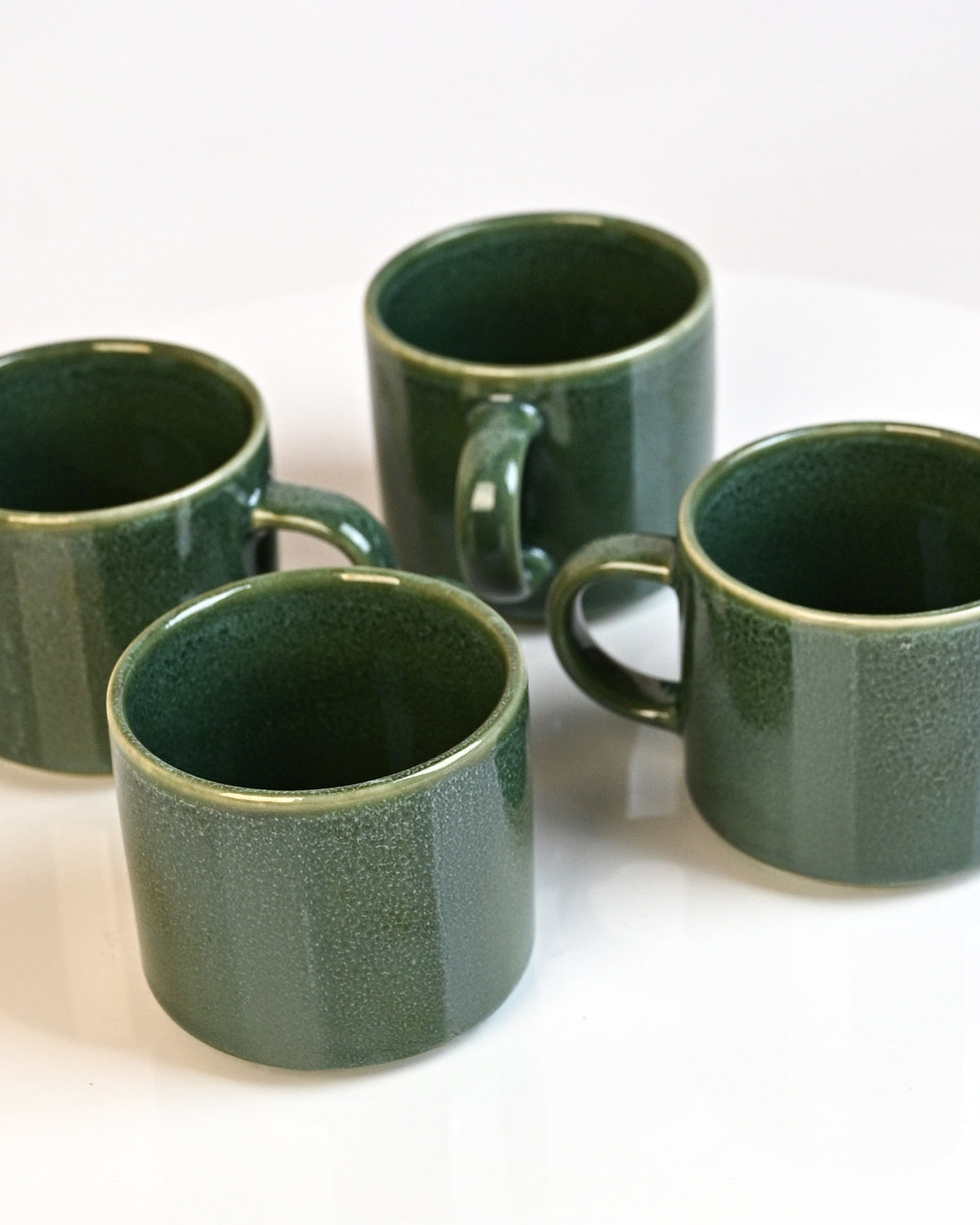 Forest Green New Bone China Tea Cups Set of 4