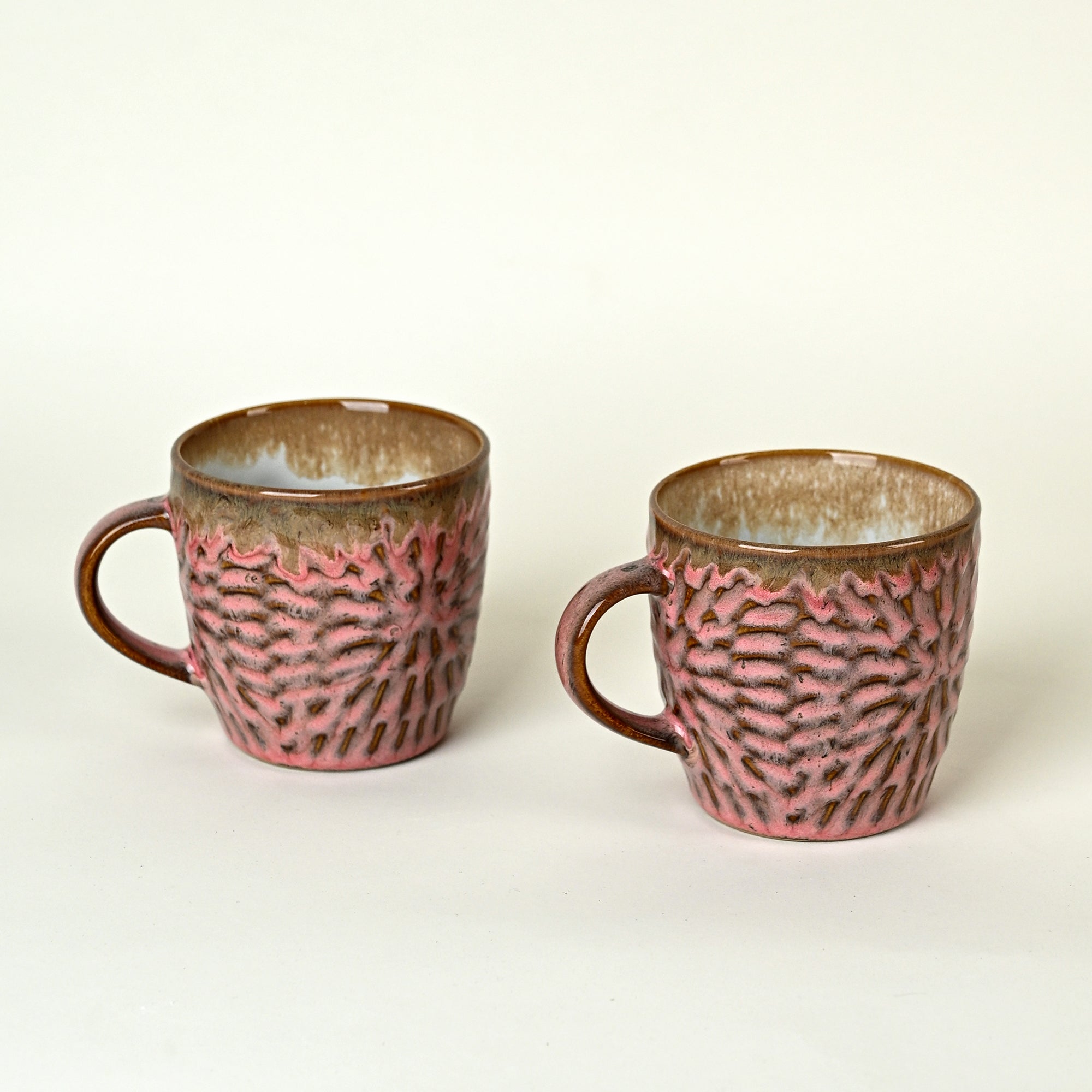 Dusty Rose Pink Ceramic Tea Cup Set of 2