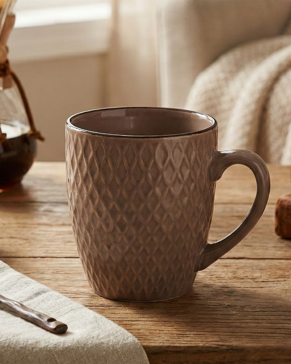Earthy Brown Patterned Ceramic Cup